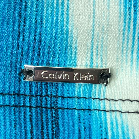 Calvin Klein Small S Turquoise Herringbone Stretch Knit Sleeveless Shell Top‎ - Picture 3 of 4